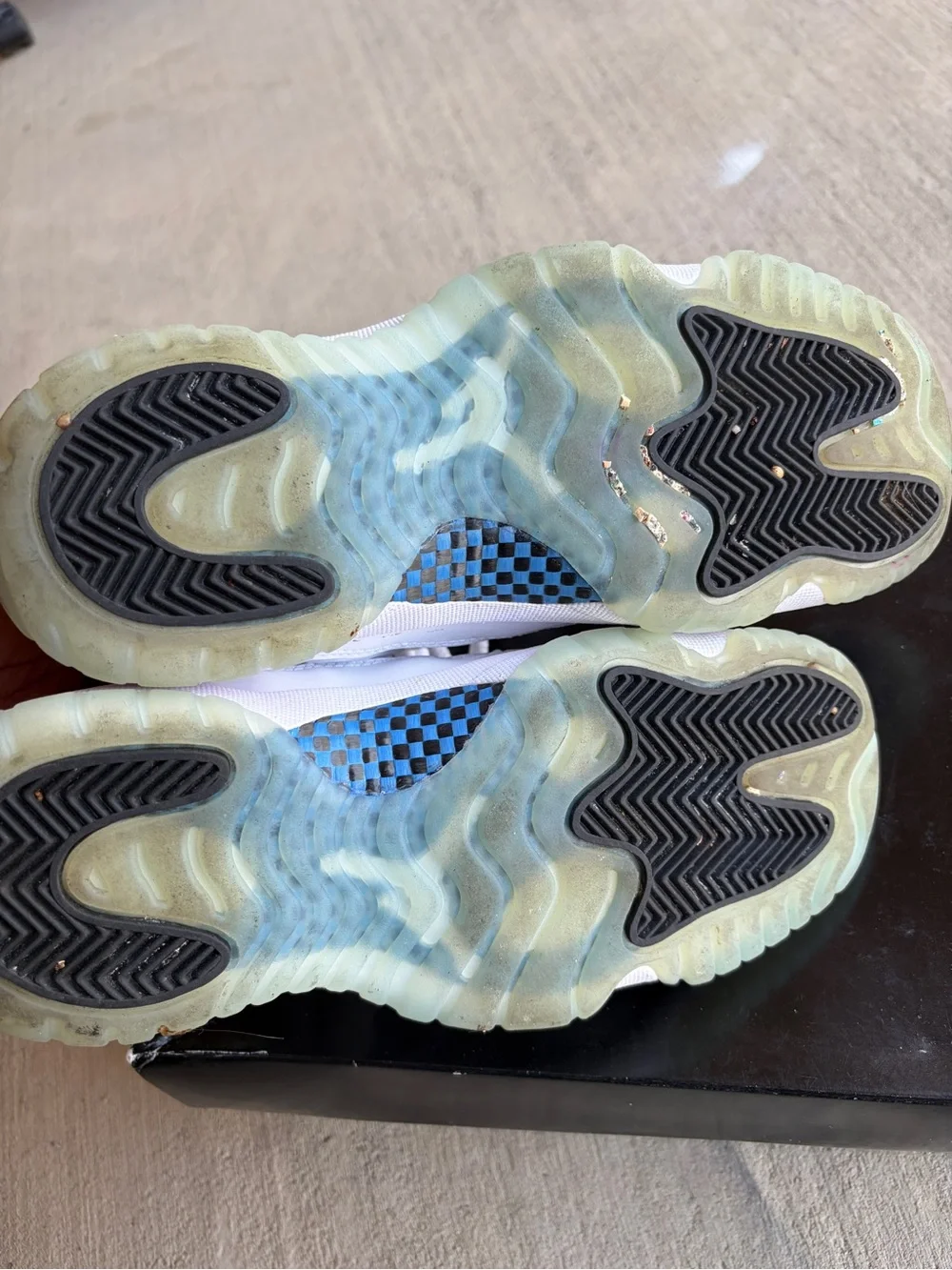 Jordan Kids White and Black Low-Top Sneakers with Light Blue Accents